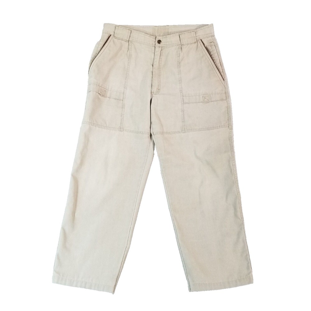 Bugle Boy Wetlands cargo hiking pants men's 36x29 beige cotton vintage baggy